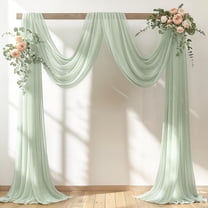 GoXteam Wedding Arch Draping Fabric 1 Panel, 31 inch x 20 ft Chiffon Backdrop Curtain, Outdoor Sheer Drapery for Ceremony Party Ceiling, Sage Green