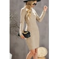 thumbnail image 3 of Khaki Women\'s Winter Casual Long Sleeve Solid Color Bodycon Warm Crewneck Knitted Sweater Dress, 3 of 17