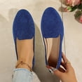 thumbnail image 2 of KIJBLAE Women's Solid Glitter Round Toe Moccasin Flats, Low Cut Slip On Comfortable Casual Flat Shoes Blue 38, 2 of 9