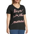 thumbnail image 3 of Just My Size Women's Plus Size Graphic Short Sleeve V-neck Tee, 3 of 5