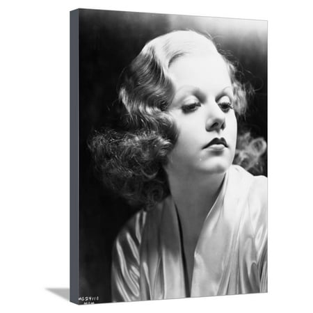 Harlow Canvas Print - Jean Harlow Portrait in Silk Robe Stretched Canvas Print Wall Art By Movie Star News