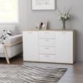 thumbnail image 1 of Sideboard Buffet, Storage Cabinet Cupboard Console Table Sideboard Concrete Gray 47.2"x14"x29.5" Chipboard，Beige, 1 of 9