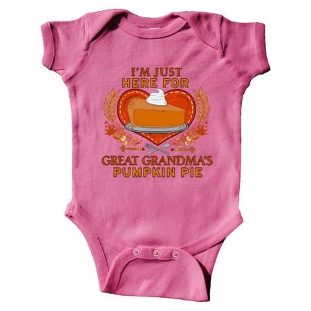 

Inktastic I m Just Here for Great Grandma s Pumpkin Pie with Heart Gift Baby Boy or Baby Girl Bodysuit