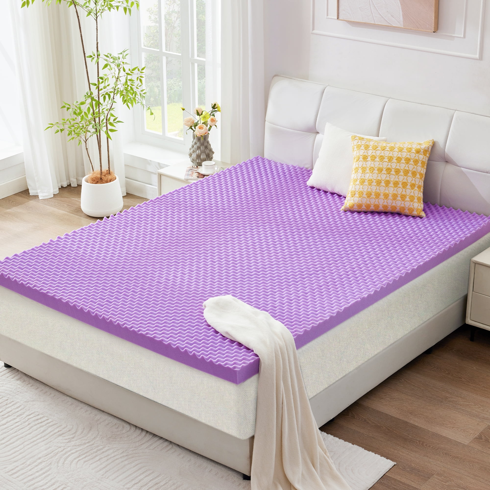 BDEUS 2 inch Gel Cooling Memory Foam Mattress Topper, Memory Foam Egg Crate Mattress Topper, CertiPUR-US Certified, Twin Size