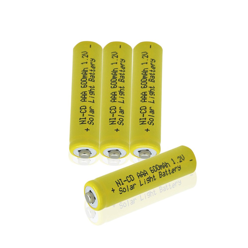 1.2v AAA NiCd 600mAh Rechargeable Battery for Solar light Lamp Yellow