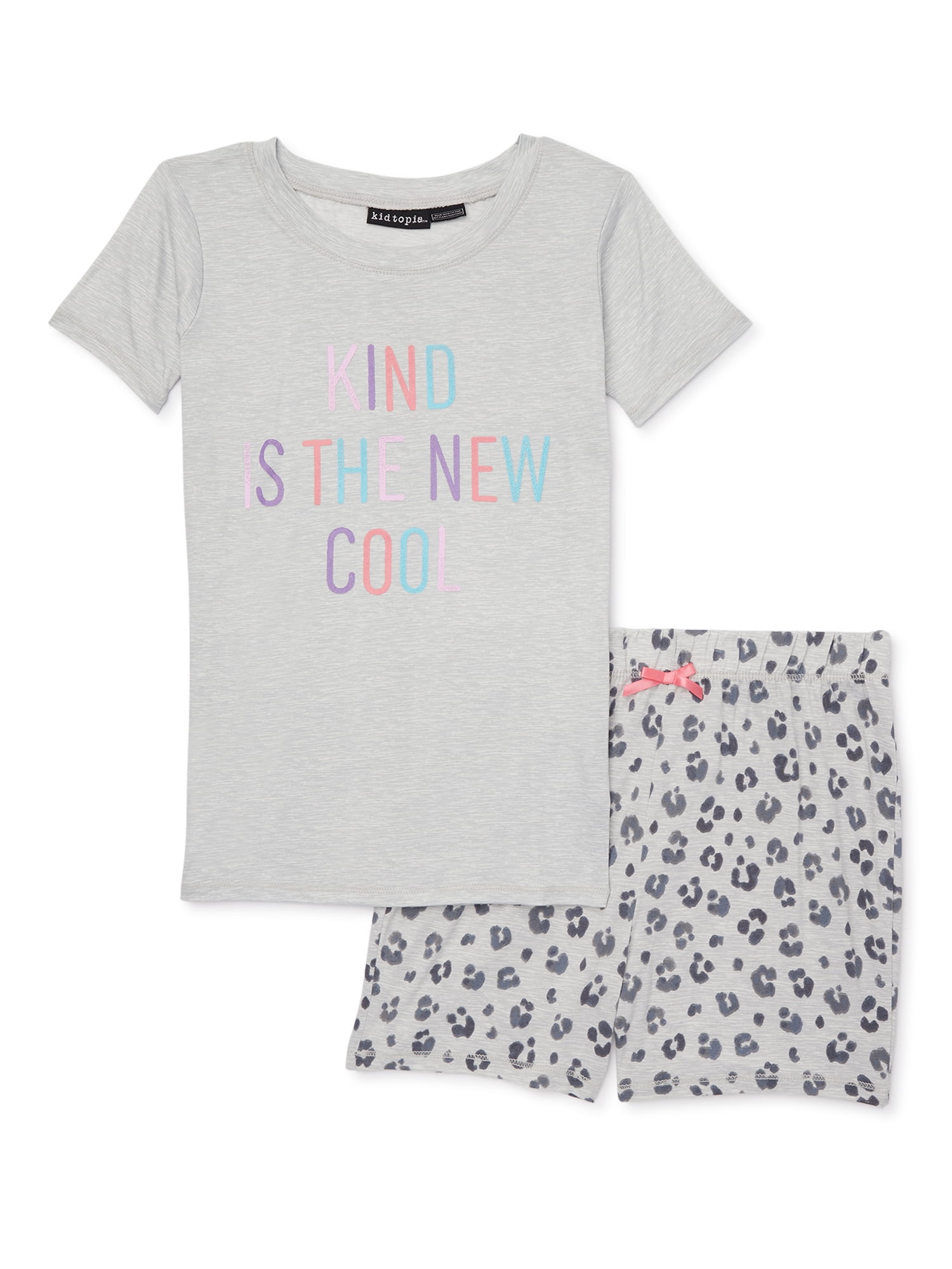 Kidtopia Girls Short Sleeve T-Shirt and Shorts Pajama Set, 2-Piece ...