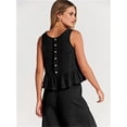 thumbnail image 4 of EASYBRAUS Women Sleeveless Pleated Vest and Cropped Wide Leg Pants Set Summer 2025 Casual Outfit S-3XL, 4 of 10