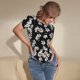 thumbnail image 3 of Balery Daisies Flowers Body de cuello redondo de manga corta para mujer Tops de manga corta Tops básicos-X-Large, 3 of 7