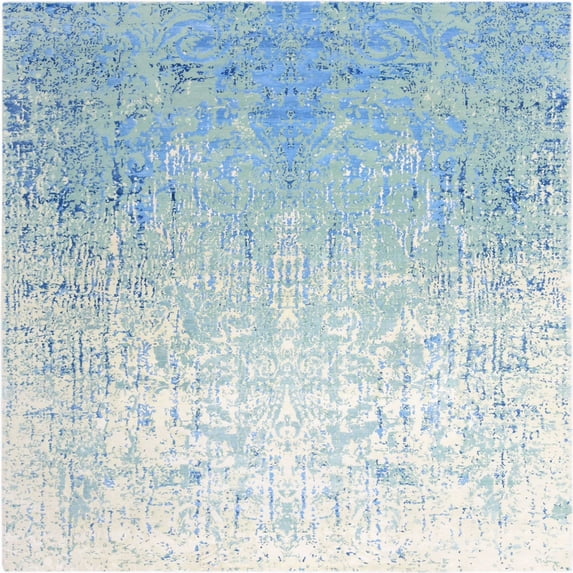 Ahgly Company Machine Washable Indoor Square Industrial Modern Denim Blue Area Rugs, 5' Square