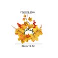 thumbnail image 3 of Artificial Maple Leaf Candle Holder Set, Fall Wreath Centerpiece For Table, Thanksgiving Party, Or Halloween Decoration, 3 of 6