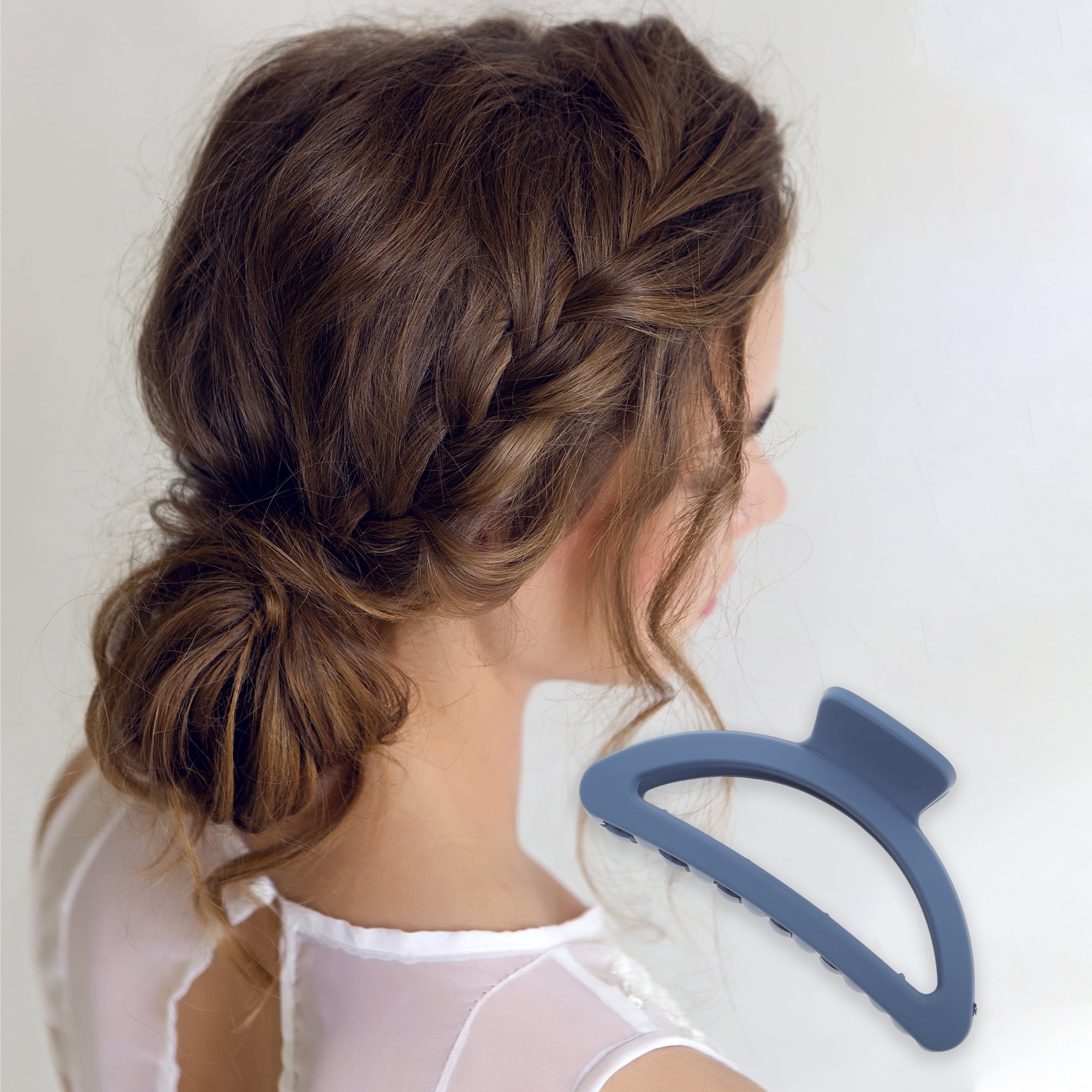 Unique Bargains Rectangular Frosted Hair Clips 5 Pcs Dark Blue