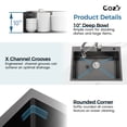 thumbnail image 4 of COZY Stainless Steel Single Bowl Kitchen Sink 30x19 inch, 1-Piece Overmount Brushed with US Drain & Hook, SS-BL02D-301908, 4 of 4