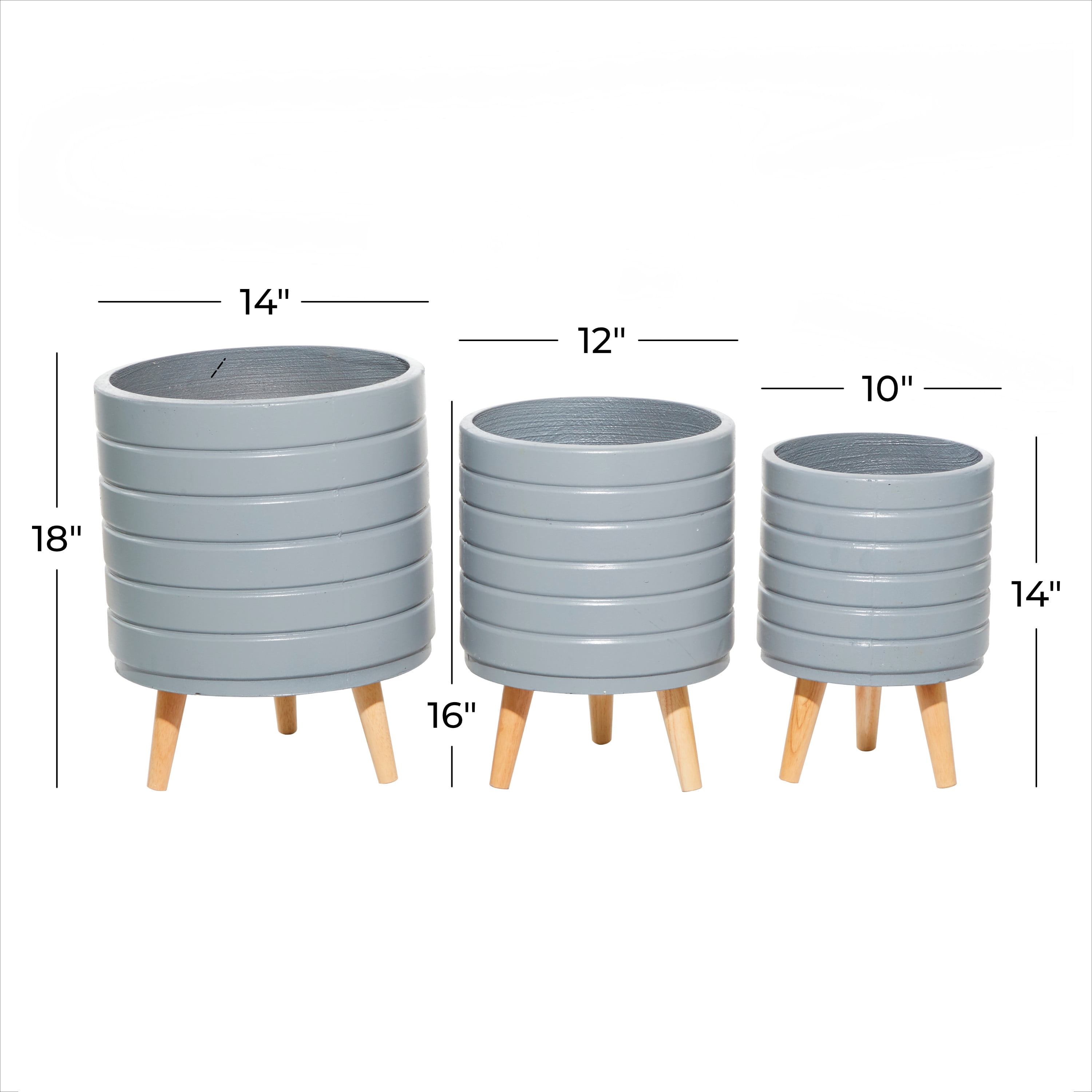 DecMode 10 In. Planter, MGO, Grey, 3 - Pieces