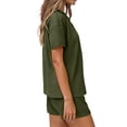 thumbnail image 3 of MOSHU 2 Piece Sets for Women Summer Lounge Short Sets Casual Oversized V Neck Shirts And Shorts Matching Fashion Outfits, 3 of 9