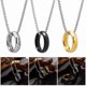 thumbnail image 2 of Retro Men's Necklace with Finger Ring Pendant Titaniums Steel Collarbone Chain Handmade Party Wear Neckchain Accessory Silver, 2 of 4