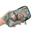 thumbnail image 2 of SEANATIVE Soft Neoprene Zipper Eyeglasses Pouch with Double Compartment Glasses Case Water-Resistant Lightweight Portable Eyewear Holder Bag for Women Men Travel, Cat Marble Green Gold, 2 of 7