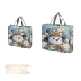 thumbnail image 3 of Corduroy Composite Fabric Tote Bag Magnetic Snap Large Capacity Crossbody Bag Beige Shoulder Strap Elegant Flower Hat Snowman, 3 of 8