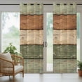 thumbnail image 5 of Outdoor Curtains for Patio Waterproof, Farmhouse Sage Green Brown Outdoor Privacy Panels Grommet, Vintage Wooden Striped Blackout Outside Curtains for Porch/Cabana/Pergola/Gazebo 54"x95", 2 Panels, 5 of 8