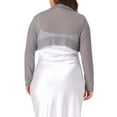 thumbnail image 4 of Agnes Orinda Women's Plus Size Mother's Day Long Sleeve Open Front Sheer See Through Mesh Bolero Shrug Crop Cardigans 3X Gray, 4 of 7