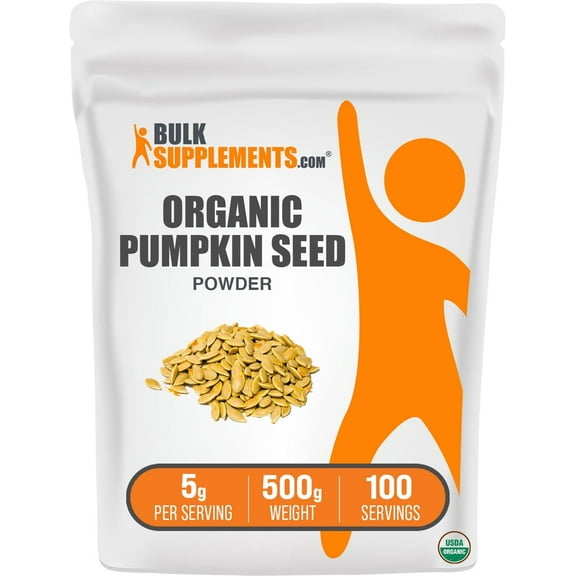 BulkSupplements Organic Pumpkin Seed Powder - 5g per Serving - 500 Grams (1.1 lbs) - 100 Servings