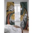 thumbnail image 3 of Sheer Curtains 96 Inches Long 2 Panels Set for Living Room, Polynesia Texture Semi Sheer Curtains for Windows, Traditional Tribe Coastal Turtle Abstract Voile Window Treatments Rod Pocket Curtain, 3 of 7