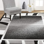 Black Contemporary Bordered 8x11 Area Rug Rugs Modern Carpet - Actual Size 7 8 x 10 7