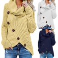 thumbnail image 4 of en Grosse Maille Bouton Tortue Col Bénitier Ourlet Asymétrique Chandail, 4 of 5