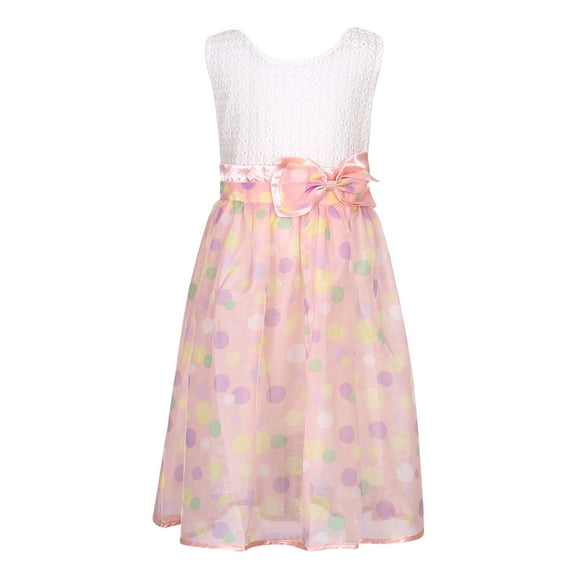 Richie House Girls' Sweet Summer Polka Dot Dress with Lace RH2673