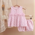 thumbnail image 2 of Xudanell Girls Clothes Toddler Baby Girl Summer Outfits All Over Floral Ruffle Sleeveless Tunic Top Shorts Set Party Pink 12-18 Months, 2 of 8