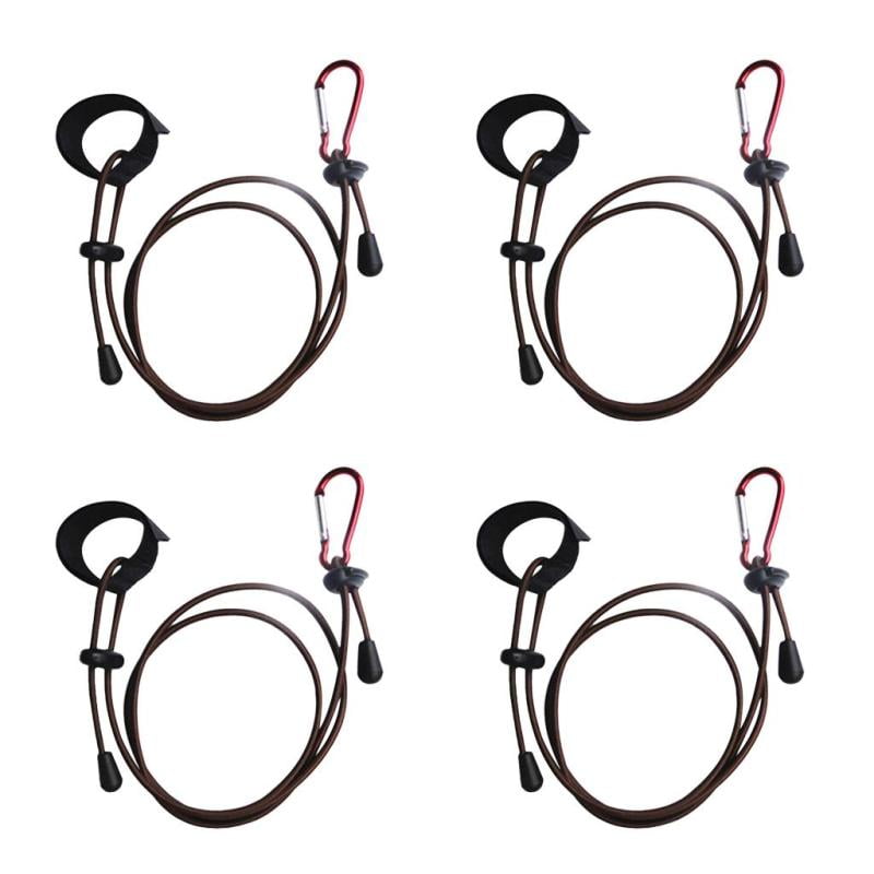 MagiDeal 4 Pieces 42 Elastic Kayak Canoe Rowing Boat Paddle Leash Fishing Rod Holder Keeper Safety Lanyard Tether with Carabiner Choice of Color 