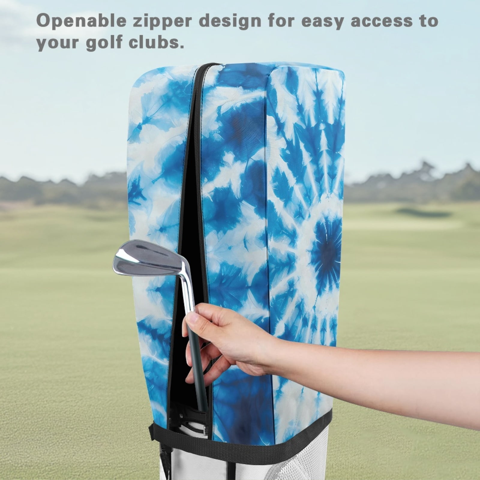 Yuyamidu Blue Whilpool Tie Dye Golf Bag Dust Cover for Men Women Fashion Golf Bag Top Cover for Stand Cart Bags Easy to Carry Protect Your Clubs