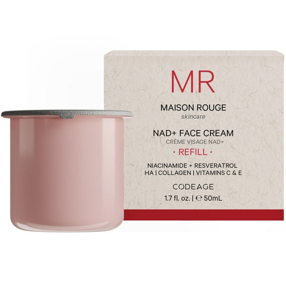 Maison Rouge NAD Face Cream Refill by Codeage – Refill Only – Resveratrol, Niacinamide, Collagen, Hyaluronic Acid, Vitamin C, Aloe Vera, Shea Butter - Parabens & Sulfates Free, Skin Care - 1.7 fl oz