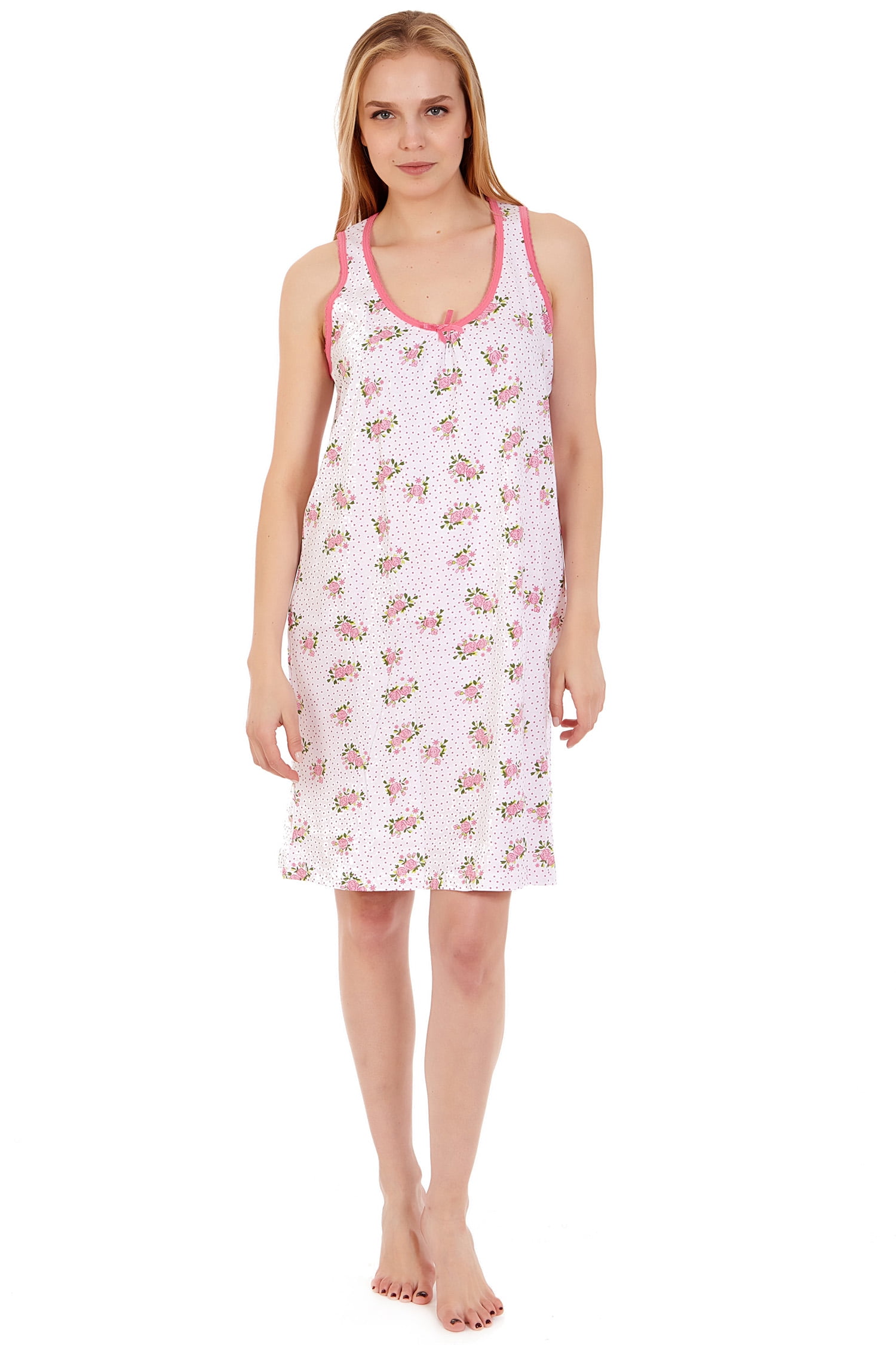 Lati Fashion Women Nightgown Sleeveless Female Nightgowns & Sleepshirts Pink Large