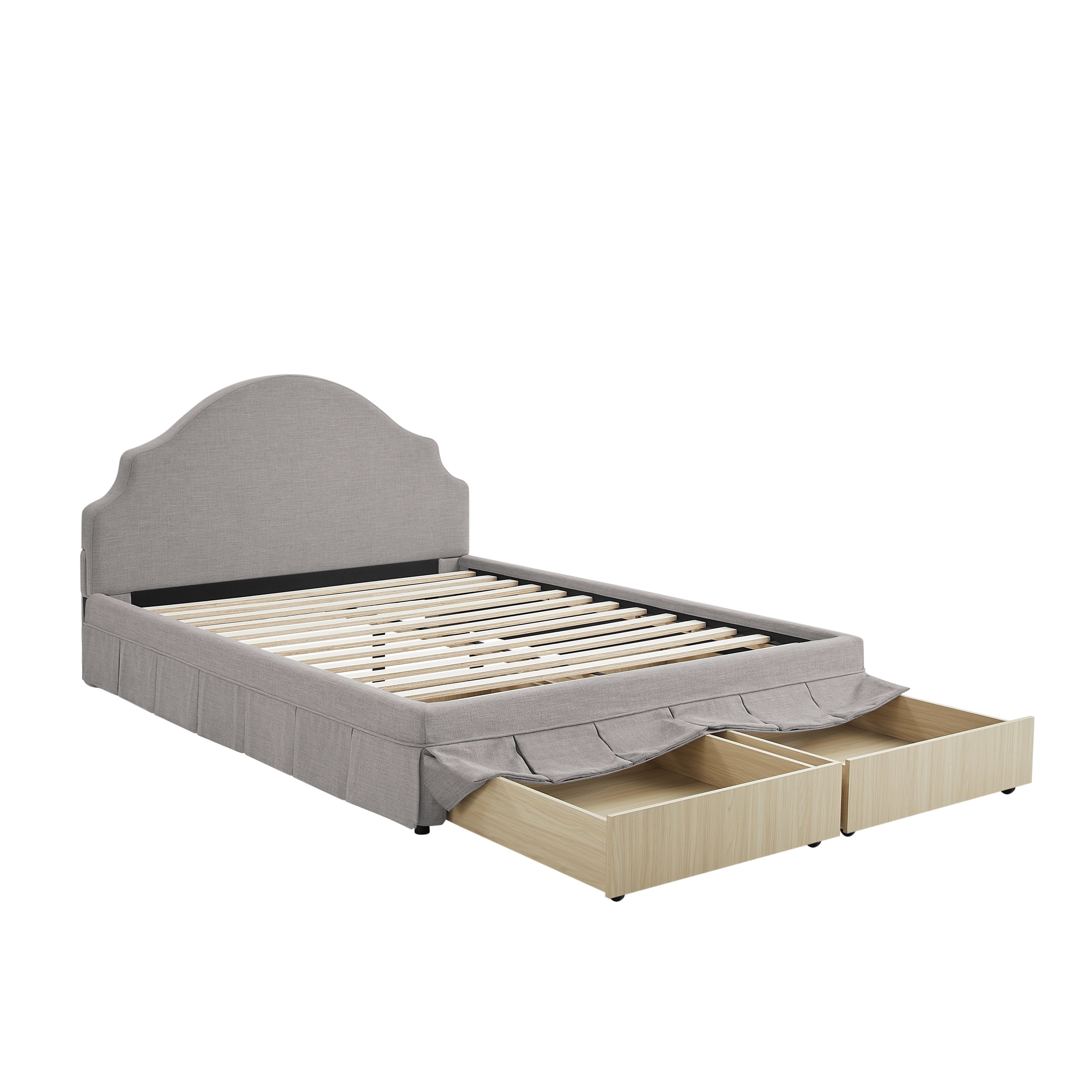 Studio Living Christine Upholstered Storage 39.8" Gray Bed Frame, Queen