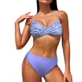 thumbnail image 1 of Aayomet Plus Size Swimsuit for Women Set Three Point Off Back Tie Funny Bikini Swimsuit (Purple, L), 1 of 5