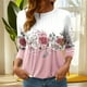 thumbnail image 1 of Heisall Women's T-Shirts 3/4 Sleeve Round Neck Loose Casual Striped Non-positional Print Spring/Autumn Fashion, 1 of 7