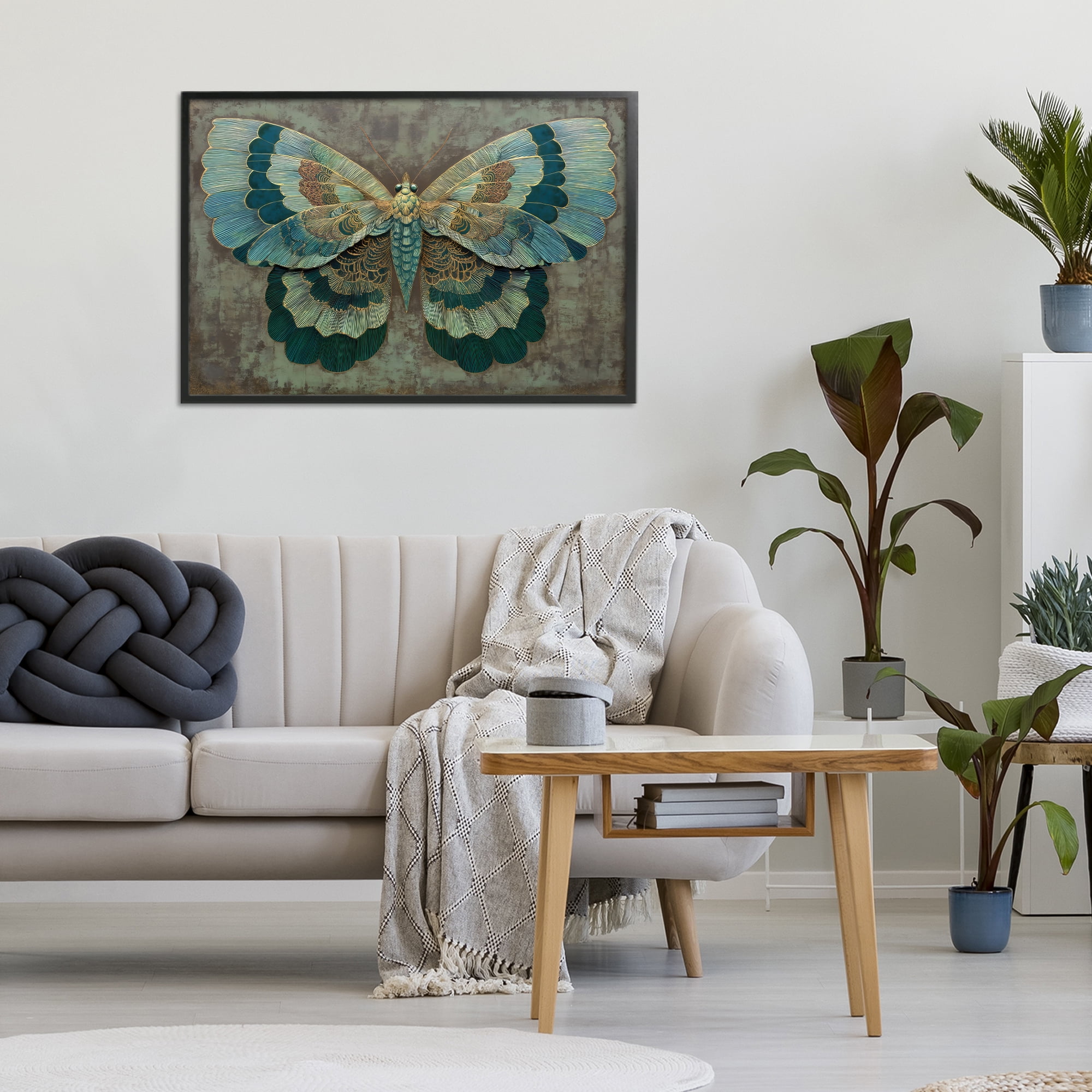 Stupell Industries Golden Jewel Butterfly Black Framed Giclee Art, design by Petal Prints Design