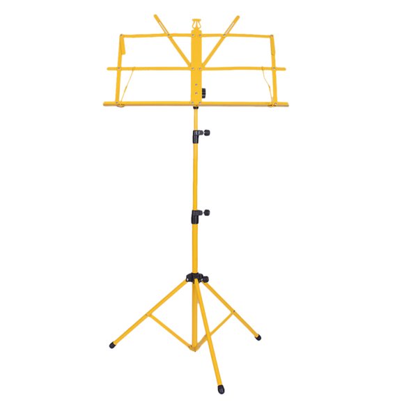 Miangastore Folding Music Sheet Tripod Stand Metal Music Stand Holder for Carrying Guitar Parts and Accessories (Yellow)