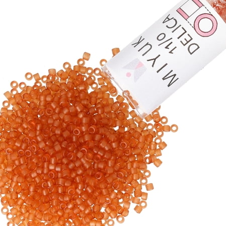 Miyuki Delica Seed Beads – Size 11/0 (1.6 mm), DB0777, Dyed Matte Transparent Dark Amber, 7.2 g, Approx. 1440 Beads