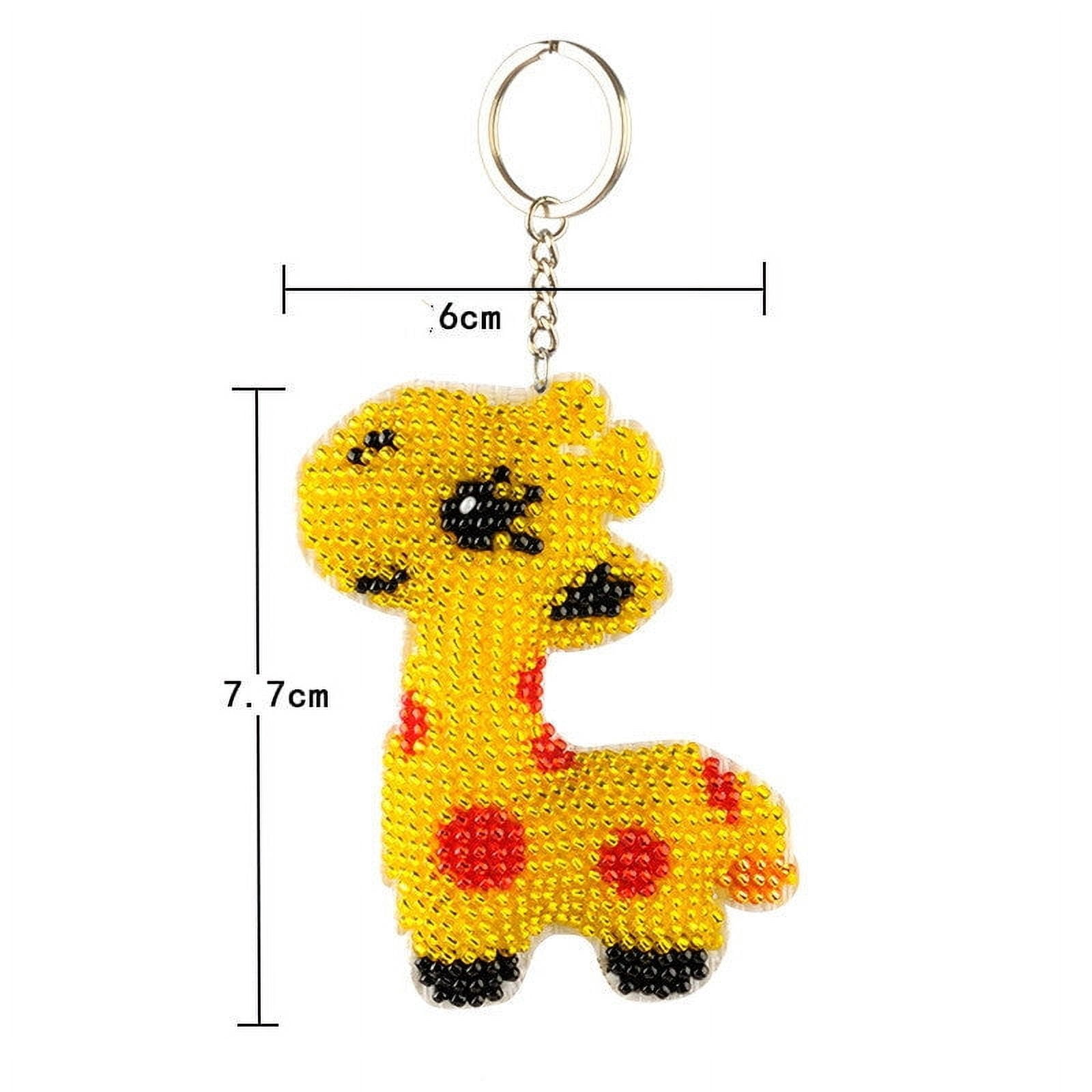 DIY Beaded Keychain Kit Handmade Fashion Accessory Embroidery Supplies with Beads Key Ring and Pattern for Decoration