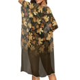 thumbnail image 4 of HELLHERO Casual Bathing Suit Cover Up for Beach High Quality Fabrics Cardigan Long Kimono Swimsuit Cover Up Autumn Leaves, 4 of 6