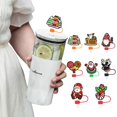 thumbnail image 2 of MOPOOR 8Pcs Christmas for Cup,3D Santa Claus Xmas Tree Straw Cover Caps Reusable Soft Silicone Drinking Xmas Tips Lids for Christmas Gift, 2 of 9