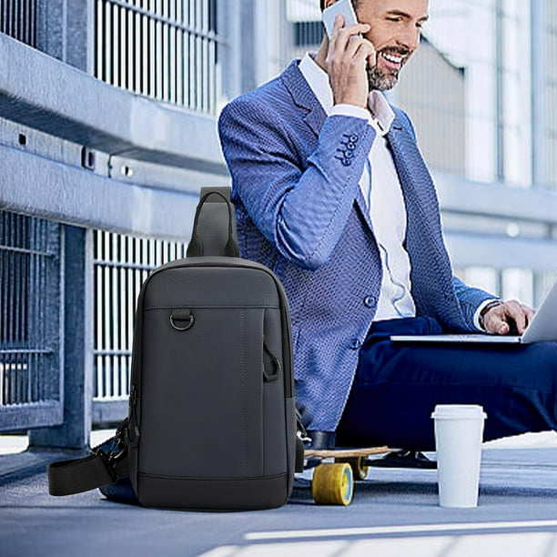 Bolso bandolera hombre mujer | Bolsa pectoral de gran capacidad para viajar | Mochila bandolera de poliéster impermeable | Elegante bolso organizador de varios compartimentos - 28x19x10cm | Ligero
