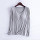 thumbnail image 1 of Neewe Women's Plain Relaxed Pajamas with Built-in Padded Bra Loose Casual Soft Long Sleeve Crew Neck T-Shirt, 1 of 6