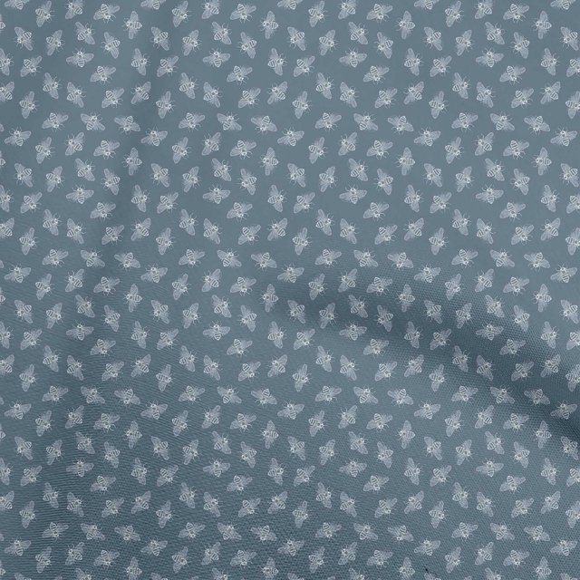 oneOone Georgette Viscose Bleu Sarcelle Tissu Abeilles Matière de Robe Tissu Imprimé Tissu au Mètre 42 Pouces de Large