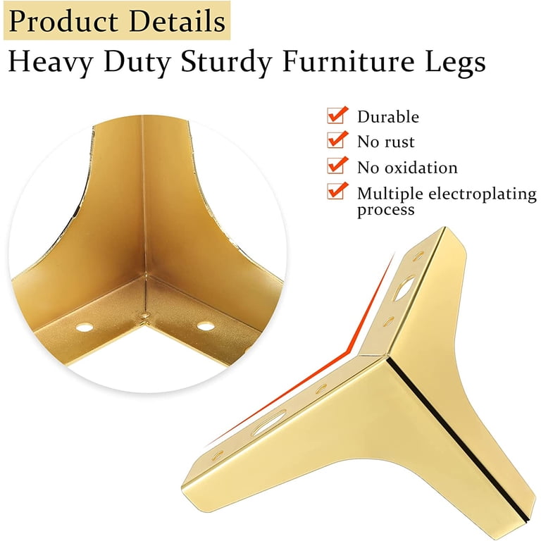 Lsupdaol 3 Pieces 4 Inch Gold Furniture Legs, Metal Furniture Replacement  Feet Triangle, Table Legs for Cabinet Sofa Dresser Couch Cupboard Chairs  Ottoman Modern Style - Walmart.com