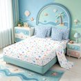thumbnail image 3 of Manfei Stripe Seashell Bow 7 Pieces Full Size Bedding Sets,Conch Starfish Nautical Full Size Bed in a Bag,Colorful Stars Reversible, 3 of 7