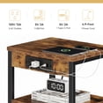 thumbnail image 3 of edx 3-Tier Nightstand with Charging Station, Adjustable Height Bedside Table with Storage Shelf, for Bedroom & Living Room, Easy Assembly, 55 LBS Capacity, Rustic Wood, 3 of 7