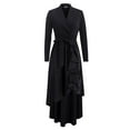 thumbnail image 5 of YMNXA Womens Dress Long Sleeve V Neck Solid Color Ruffles Pleated Detail Comfortable Stylish Dresses For Party And Formal Occasions,Black,L, 5 of 5
