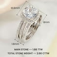 thumbnail image 6 of Newshe Jewellery Wedding Rings for Women 925 Sterling Silver 2.66CT Cushion Halo CZ Bridal Ring Enhancer For Her Size 13, 6 of 8